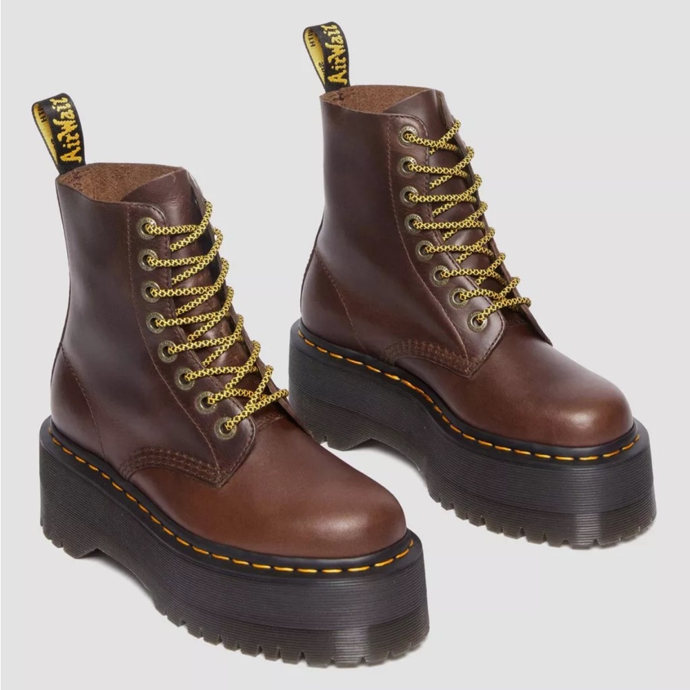 1460 PASCAL MAX PULL UP LEATHER PLATFORM BOOTS - Size 6 NWOB. NEVER WORN! - Picture 4 of 9